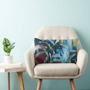 Moody Blue Monstera Lövs botaniskt tema Lumbarkudde