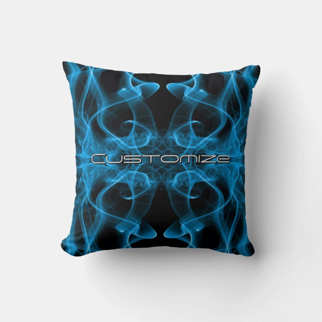 Moody Blue Smoke Custom Abstract Art Kudde (Framsida)