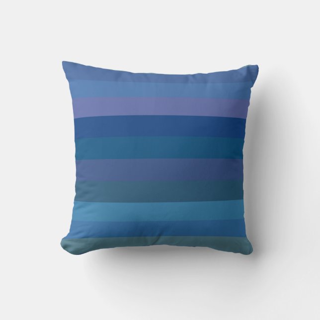 Moody Blues & Mauve Horisontella Ränder Kudde (Framsida)