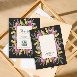 Moody Blush Lily Bröllops-Svarskort med QR-kod OSA Kort