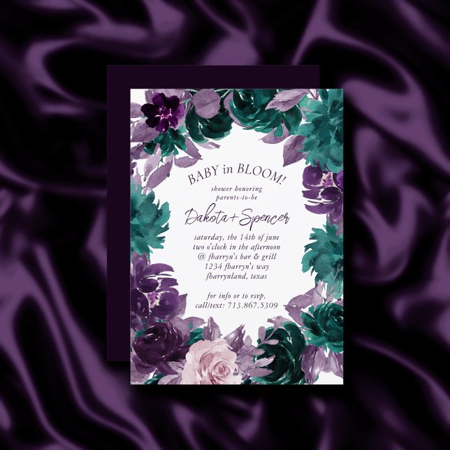 Moody Boho | Äggplants Lila Baby i Bloom Shower Inbjudningar (Skapare uppladdad)