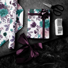 Moody Boho | Äggplants Lila och Teal Ro Mönster Presentpapper