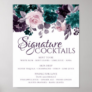 Moody Boho Aubergine Lila Teal Signaturdrycker Poster