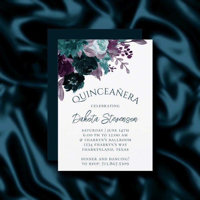 Moody Boho | Blommigt av Mörk Bouquet Quinceanera Inbjudningar (Skapare uppladdad)