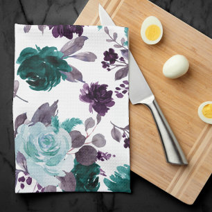 Moody Boho Blommigt av Mörken Shimmer för skalt Kökshandduk