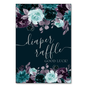 Moody Boho Deep Teal and Lila Diaper Raffle Bordsnummer