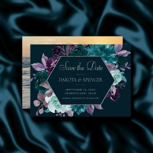 Moody Boho Deep Teal and Lila Garland Photo Spara Datumet