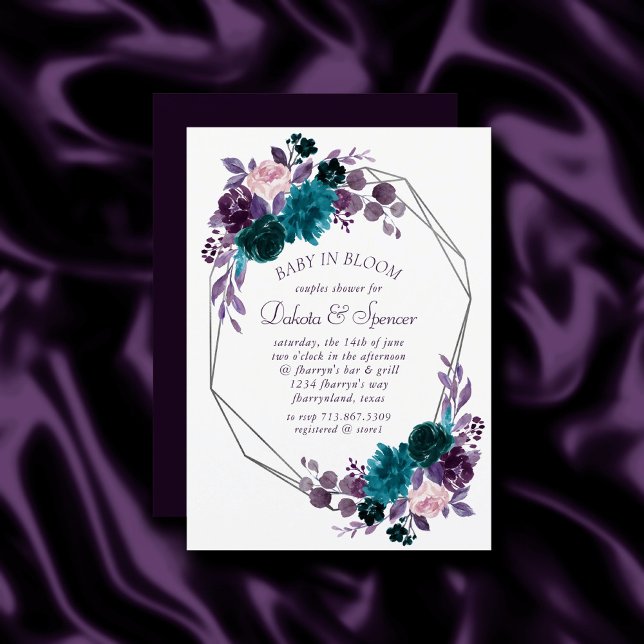 Moody Boho | Eggplant Bouquet Ram Baby Shower Inbjudningar (Skapare uppladdad)