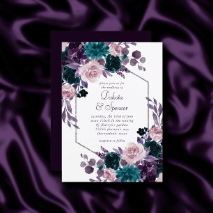Moody Boho Eggplant Lila Silver Ram Bouquet Inbjudningar
