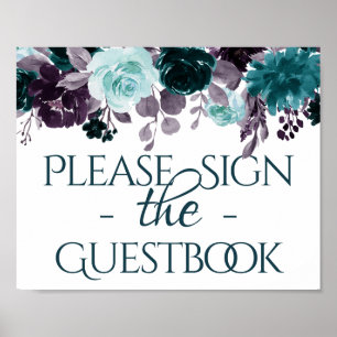 Moody Boho Guestbook-tecken för Lila och Ro Poster