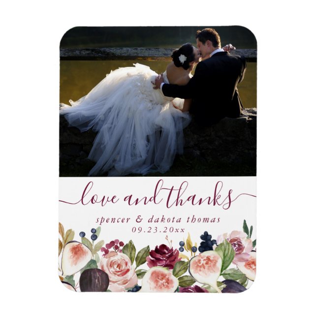 Moody Boho | Lila Eggplant Mauve Bröllop Photo Magnet (Vertikal)