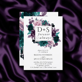 Moody Boho | Monogram Photo Eggplant Lila Blommigt Inbjudningar