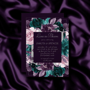 Moody Boho Mörk Eggplant Lila Blommigt Shower Inbjudningar