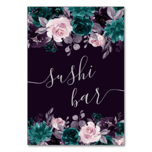 Moody Boho   Mörk Eggplant Lila och Teal Sushi Bordsnummer