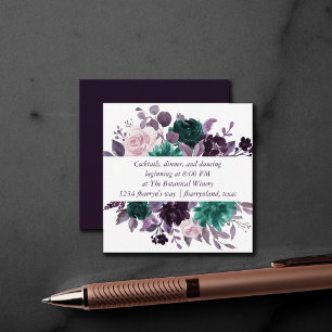 Moody Boho Mörkt lila blomsterinspirerad mottagn Tilläggskort