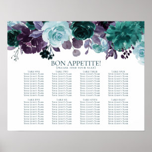Moody Boho   Teal Blommigt Bouquets Sittdiagram Poster