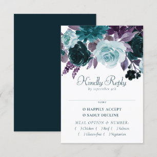 Moody Boho Teal och Eggplant Lila Ro Entree OSA Kort