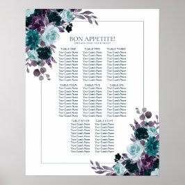 Moody Boho | Teal och Lila 10 Top Seating Chart Poster