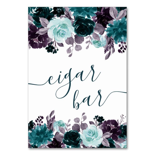 Moody Boho | Teal och Lila Garland Cigar Pub Bordsnummer (Framsidan)