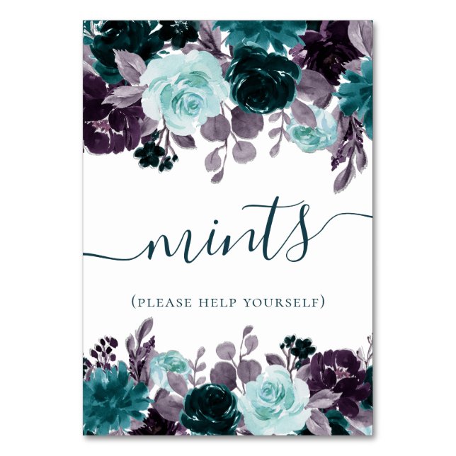 Moody Boho | Teal turkos och Lila Treats Bordsnummer (Framsidan)