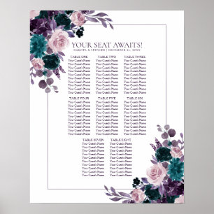 Moody Boho Uggplants Lila Blommigt Utandningssät Poster