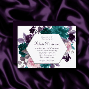Moody Boho   Utsäde Lila Blommigt Utandning Ram Inbjudningar