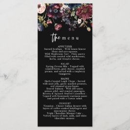 Moody Bröllop-meny, Svart meny, Blommigt med vatte Meny