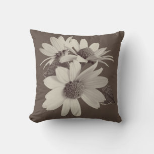 Moody Brown Daisy Anpassad monogram Chince Kuddcov Kudde