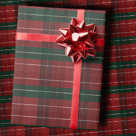 Moody Burgundy and Hunter Green Stripe Plaid Xmas Presentpapper