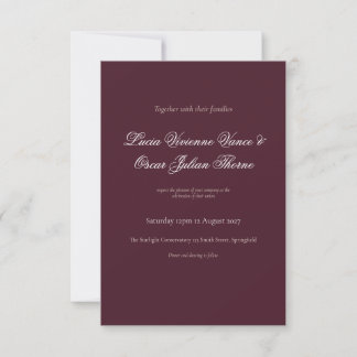 Moody Burgundy Dutch Floral Wedding Invitation OSA Kort