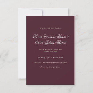 Moody Burgundy Dutch Floral Wedding Invitation OSA Kort