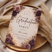 Moody Burgundy Floral Graduation Party