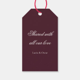 Moody Burgundy Floral Wedding Gift Tag Presentetikett