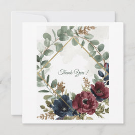 Moody Burgundy Navy Gold Foil Thank You Card Tack Kort