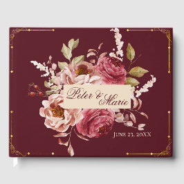 Moody Burgundy Old Rose Toasted Orange Boho Gold Gästböcker
