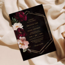 Moody Burgundy Rosa Blommigt Peonies Bröllop