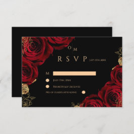 Moody Burgundy Roses Wedding RSVP card OSA Kort