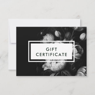 Moody certifikat för blommor, svart och vitt