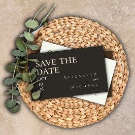 Moody Charcoal Minimalist Wedding Save the Date QR Tilläggskort