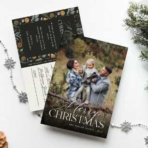 Moody Chrirstmas botaniskt Lodrät Photo Helg Vykort