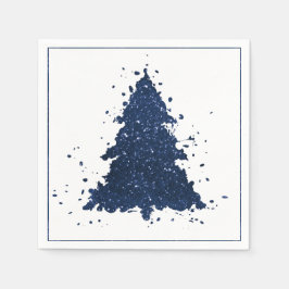 Moody Christmas Tree | Classy Navy Blue Splatter Pappersservett