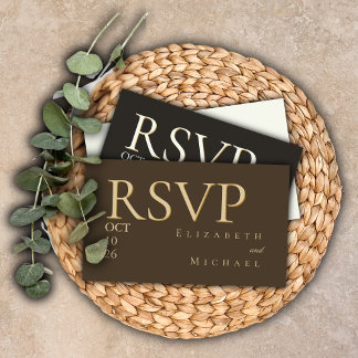 Moody Coffee Minimalist Boho Wedding RSVP Response Tilläggskort