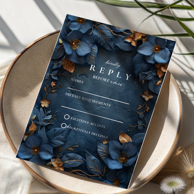 Moody Copper Floral Wedding OSA Kort (Skapare uppladdad)