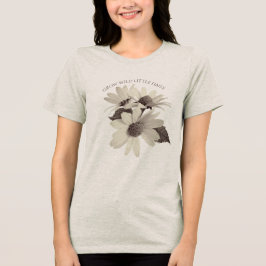 Moody Daisy Brown Tan Floral Montage Custom Text T Shirt