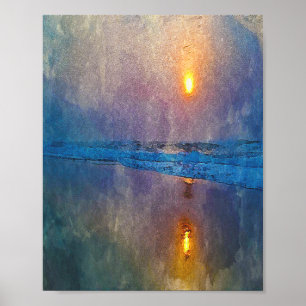 Moody dammig soluppgång i havet poster