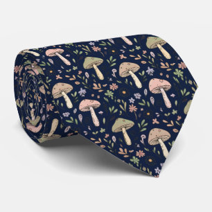 Moody Dark Navy Fungi Formell Bröllopsherrar Slips