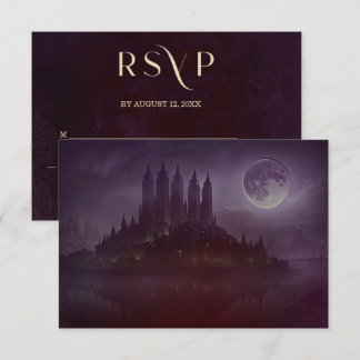 Moody Dark Romance Burgundy Velvet Wedding RSVP OSA Kort