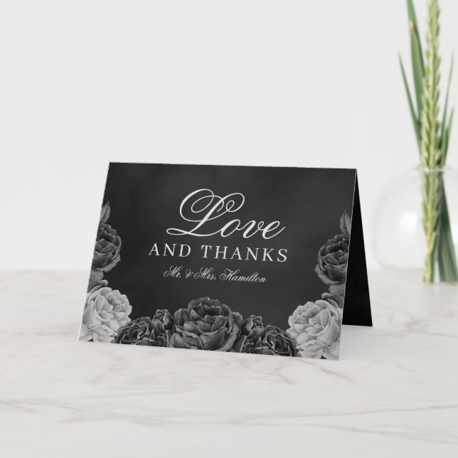 Moody Elegance Gothic Blommigt Watercolor Bröllop  Tack Kort (Framsida)