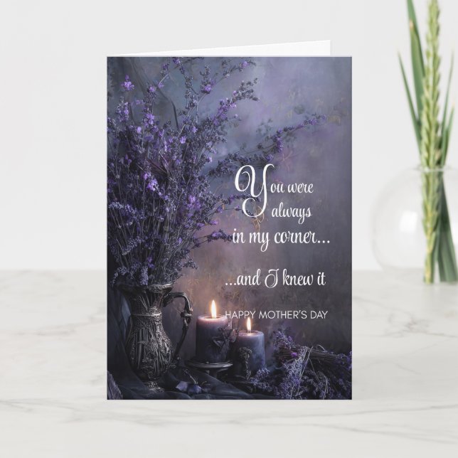 Moody, Elegant Mother's Day Lavender Dark Floral  Kort (Framsida)