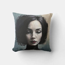 Moody Elegant Woman Portrait Art Kudde